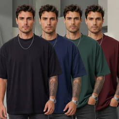 Kit 4 Camisetas Masculinas Oversized 100% Algodão Gola Canelada Tecido Premium Ideal Para Qualquer Ocasião PROMOÇÃO