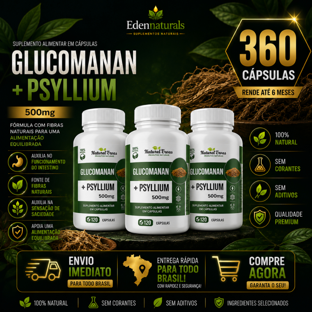 Detalhes do GLUCOMANAN 100% PURO - 120 CÁPSULAS DE 500MG - QUALIDADE PREMIUM
