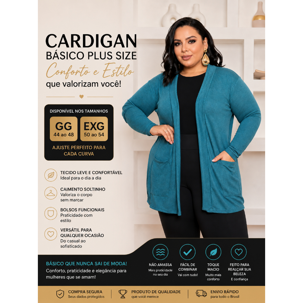 Blusinha Feminina Plus Size Lazinha GG EXG Manga Longa Confortável Casual Soltinha Moda Feminina Tendência