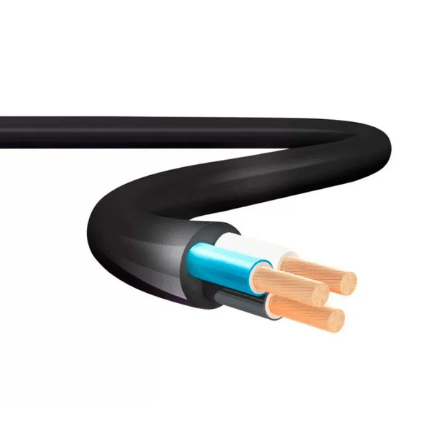 Cabo PP Fio Flexível 3x4mm 500V 70G Pvc Preto Com 1 Metro Extensão