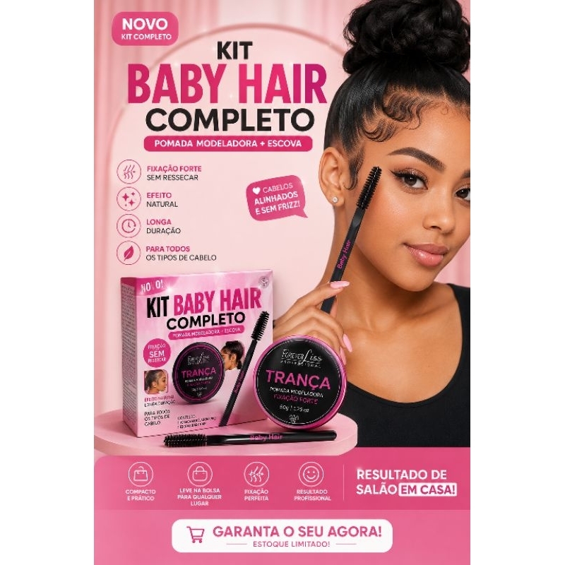 ✨ Kit Baby Hair Profissional | Escova + Pomada Modeladora | Acabamento Perfeito