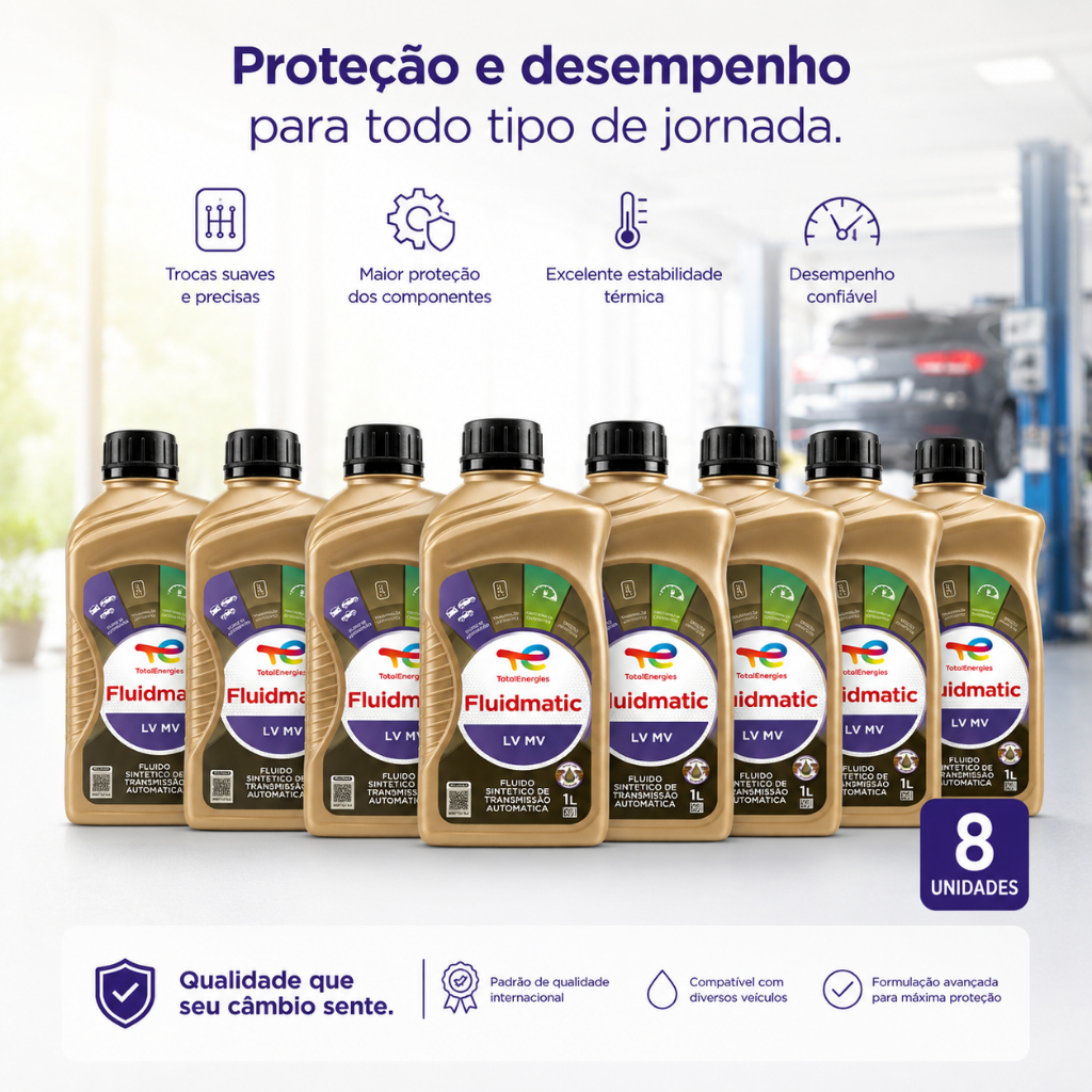 Kit Fluidmatic Transmissão Automática Óleo 8 Unidades De LV MV ATF 1L