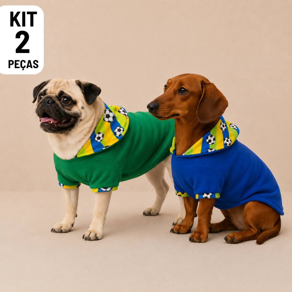 Kit 2 Ou 1 Roupa para Pet Cachorros Copa do Mundo Brazil Cães Porte Pequeno Macia e confortavel