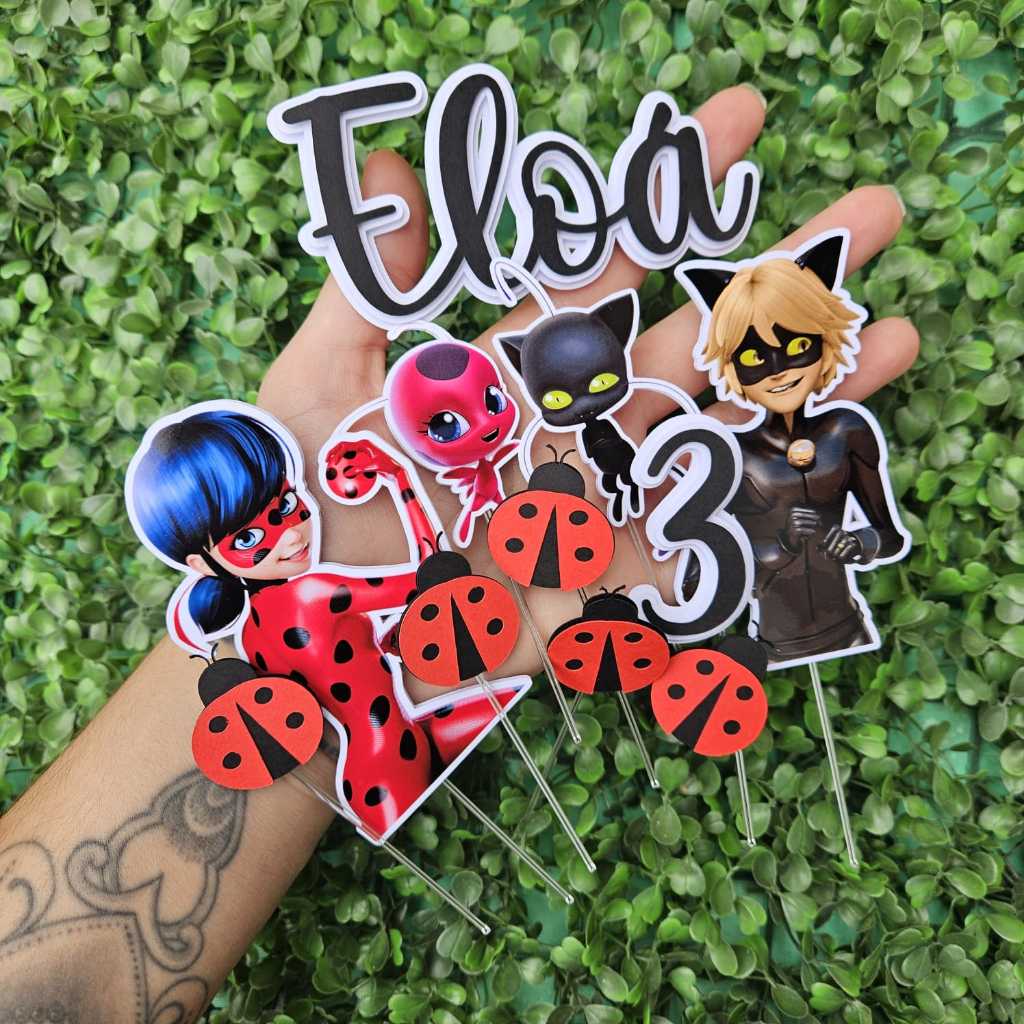 Envio Rápido - LadyBug - Topo de Bolo Personalizado - Topper de Bolo Personalizado
