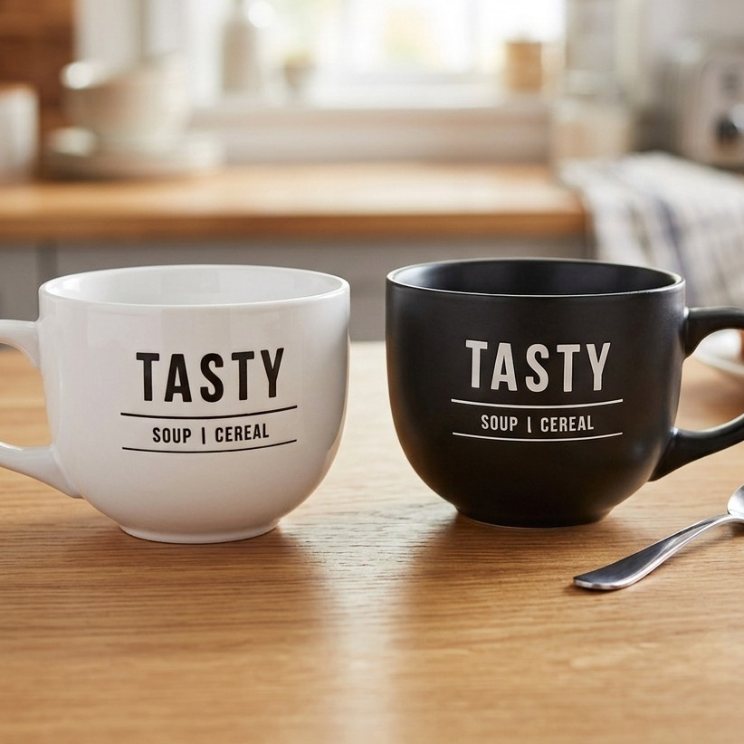 Imagem Caneca Jumbo Grande De Cerâmica Manhattan Preto E Branco 750ml Hauskraft