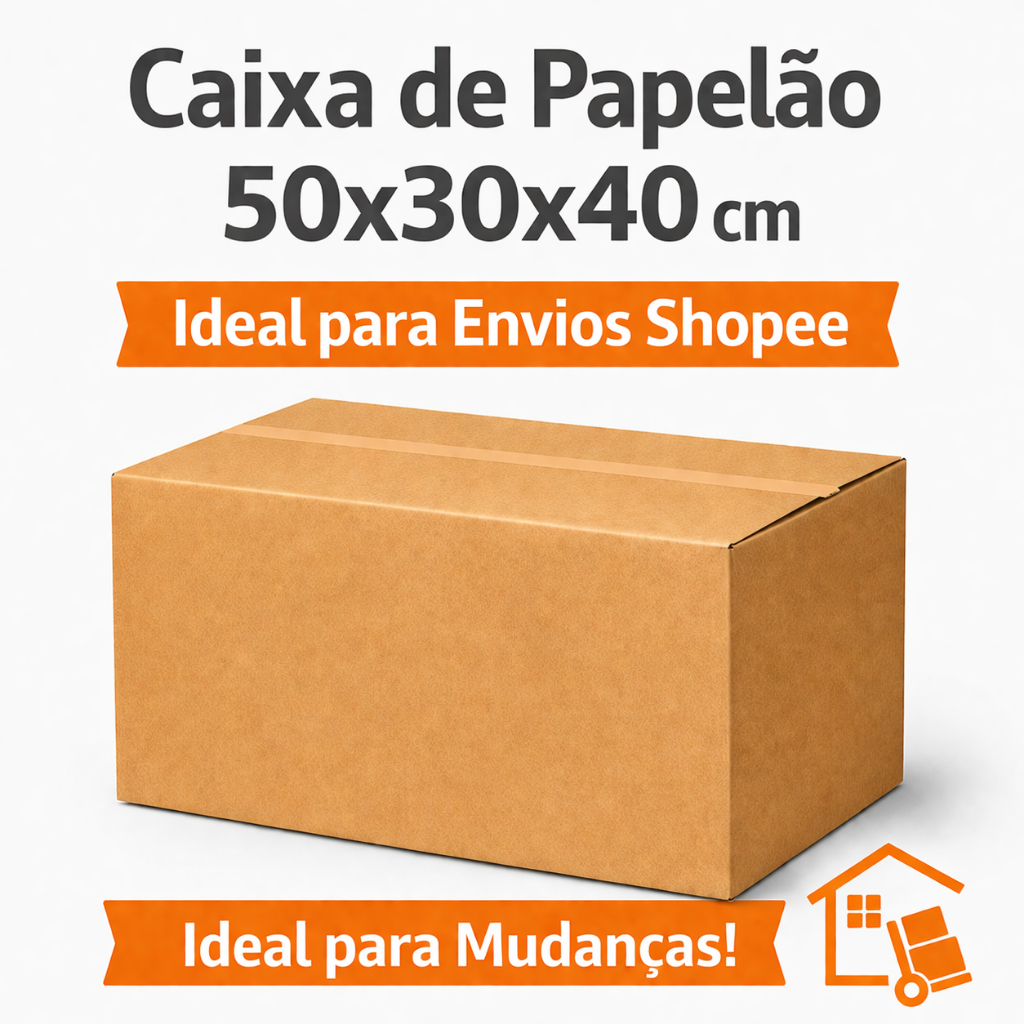 10 Caixa de Papelão de embalagem Grande Reforçada p/ Envio, mudança Shopee Mercado Livre Correios 50x30x40