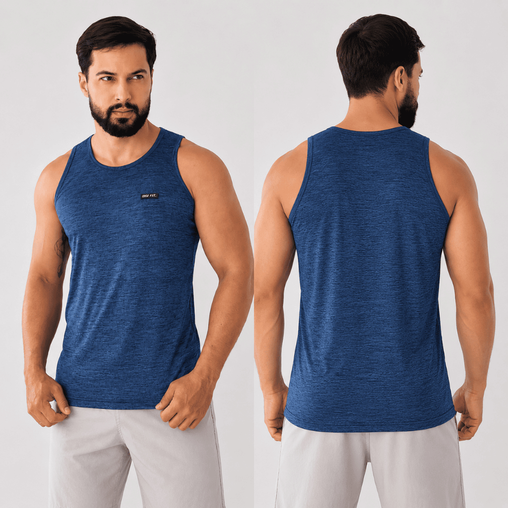 Regata Masculina Dry Fit Academia Esportiva Treino Fitness Malha Fria Mescla Confortável Dia a Dia