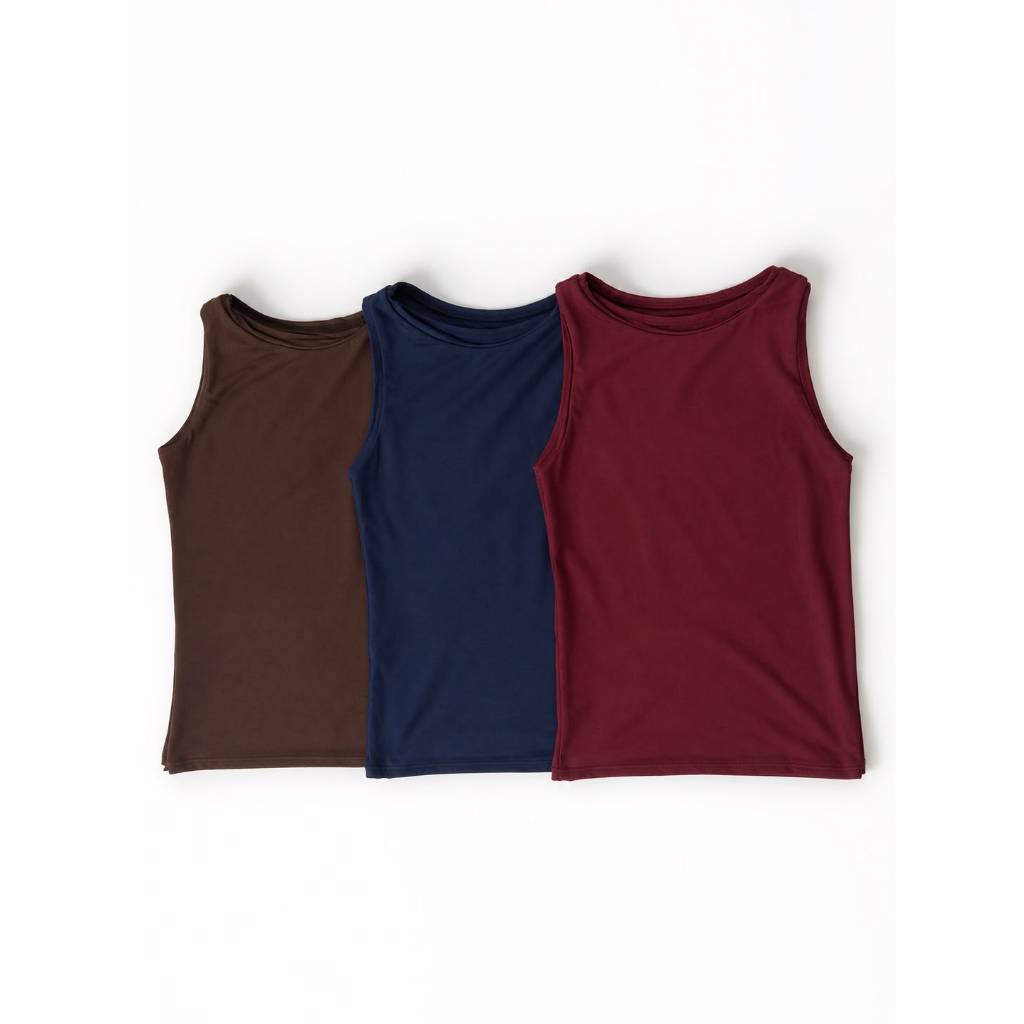 Blusa Regata Feminina Básica Canelada Lisa Gola Redonda Casual