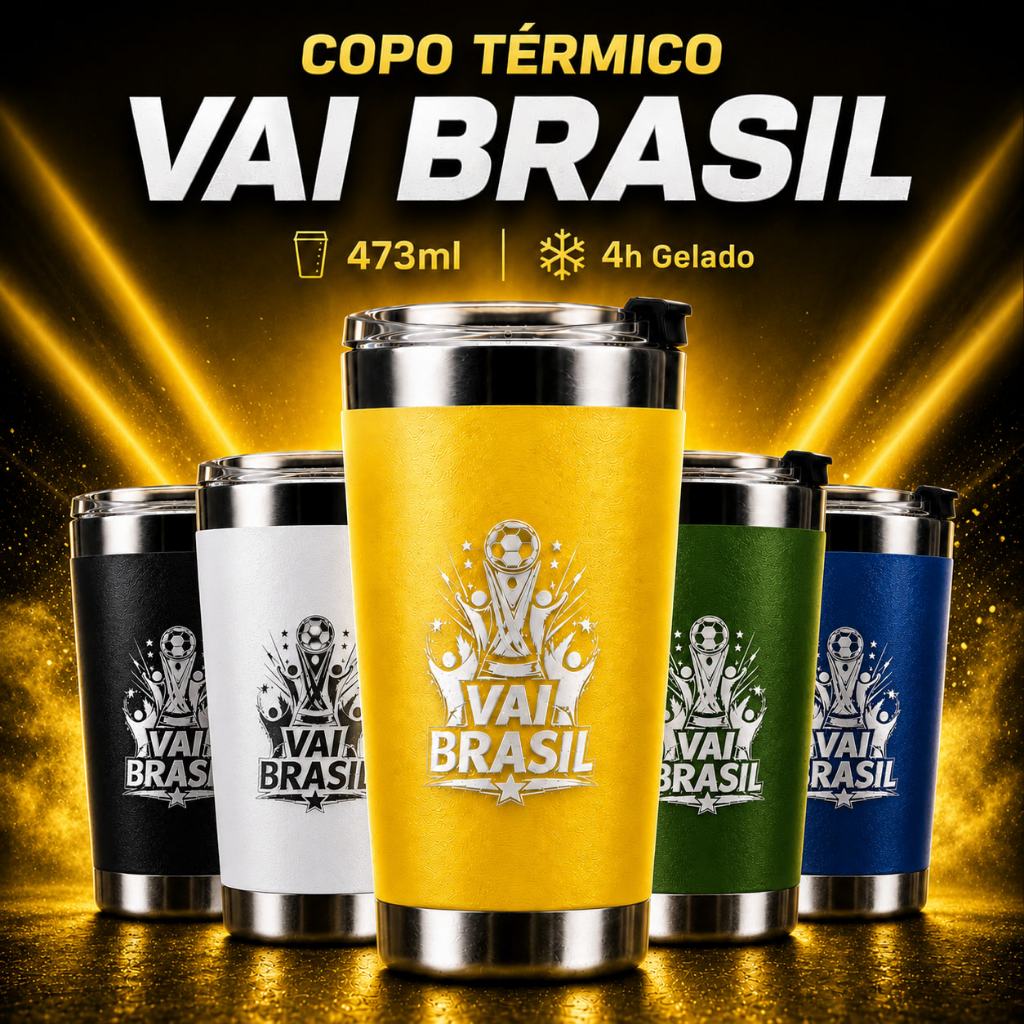 Copo Térmico Inox Mantém Temperatura Café e Gelados Tampa Hermética 473ml