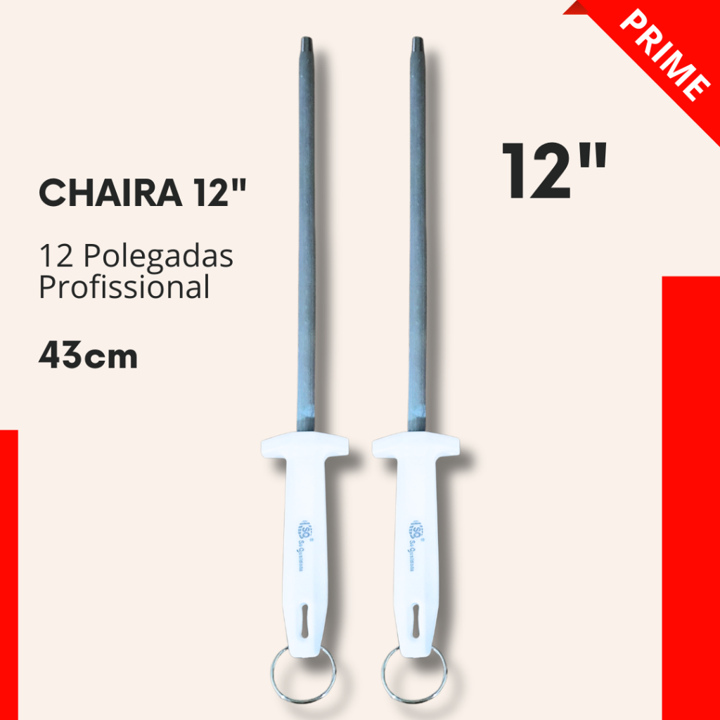 Imagem Chaira 12"  Profissional 43cm Açougue Churrascaria Restaurante Churrasco Cozinha