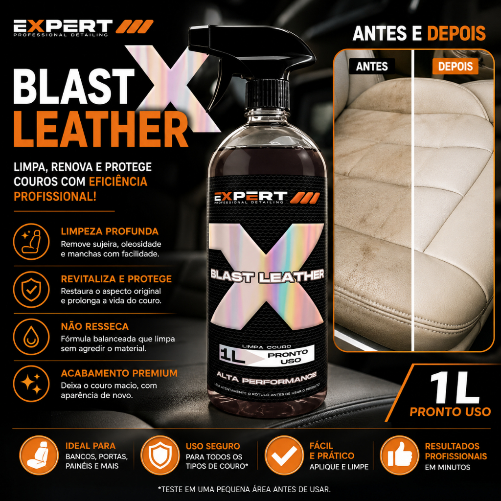 Spray Para Limpeza De Couro Blast Leather bancos Carro Sofa Casa Bolsas 500ml Multiuso - Expert