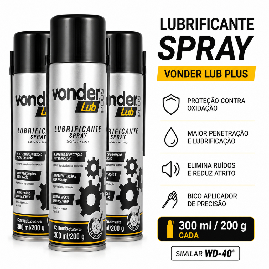 Lubrificante Spray Vonder Lub Plus 300ml Desengripante Multiuso Similar WD-40