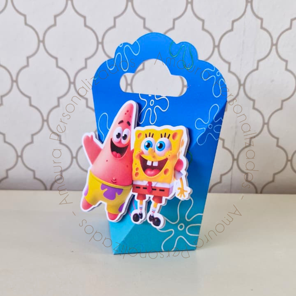 CAIXA TRIANGULOVE PERSONALIZADA PARA LEMBRANCINHAS BOB ESPONJA|CAIXINHAS|ANIVERSARIO| CALÇA QUADRADA