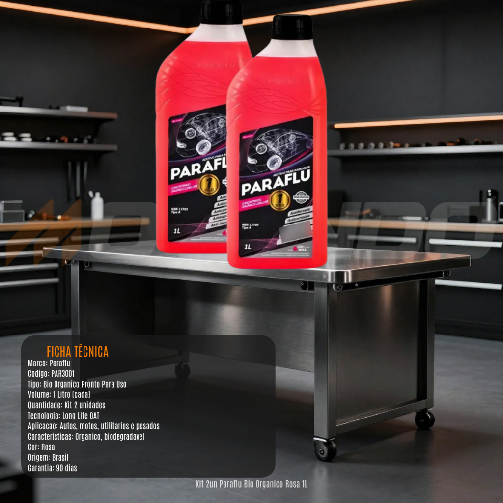 Par 2 Aditivo Radiador Concetrado Universal Paraflu Rosa 1l