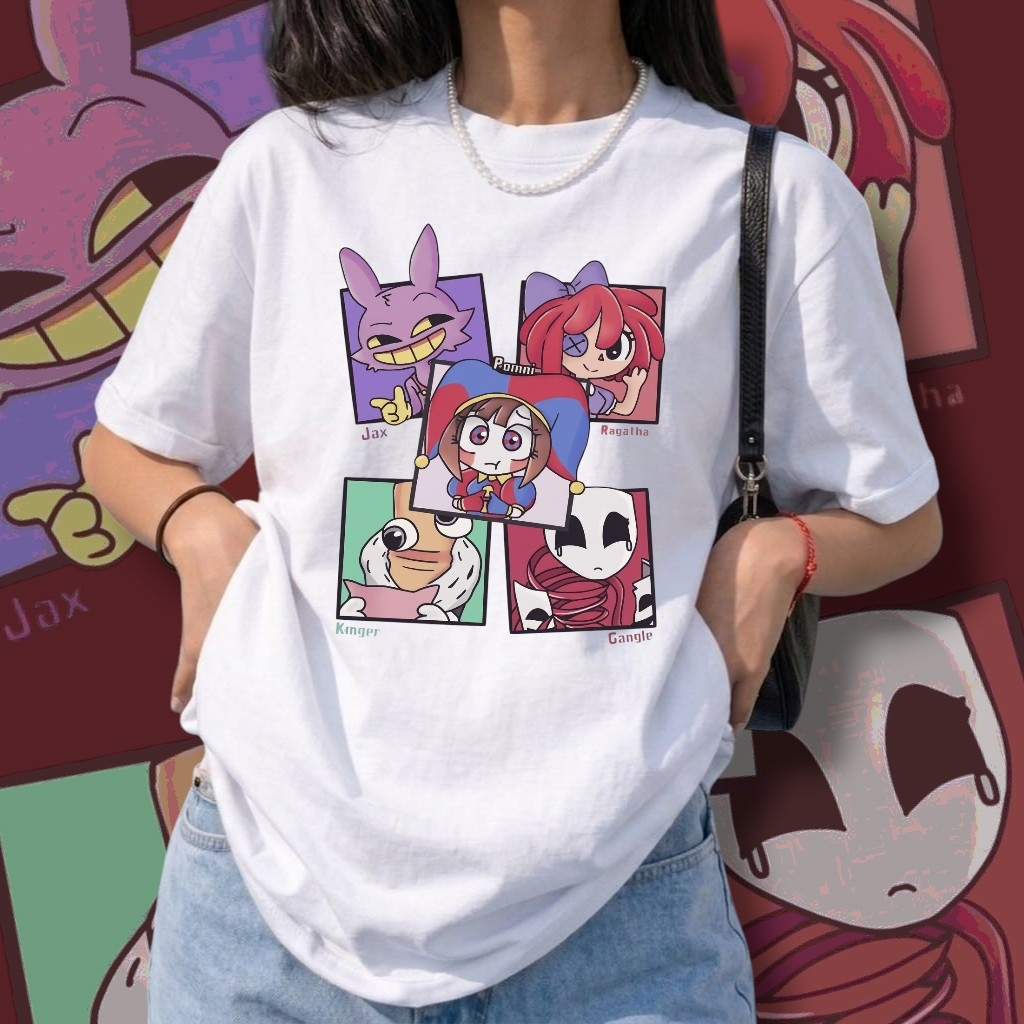 Camiseta Feminina Desenho Digital Circus Pomni e Personagens Anime Filme Divertida Adulto e Infantil