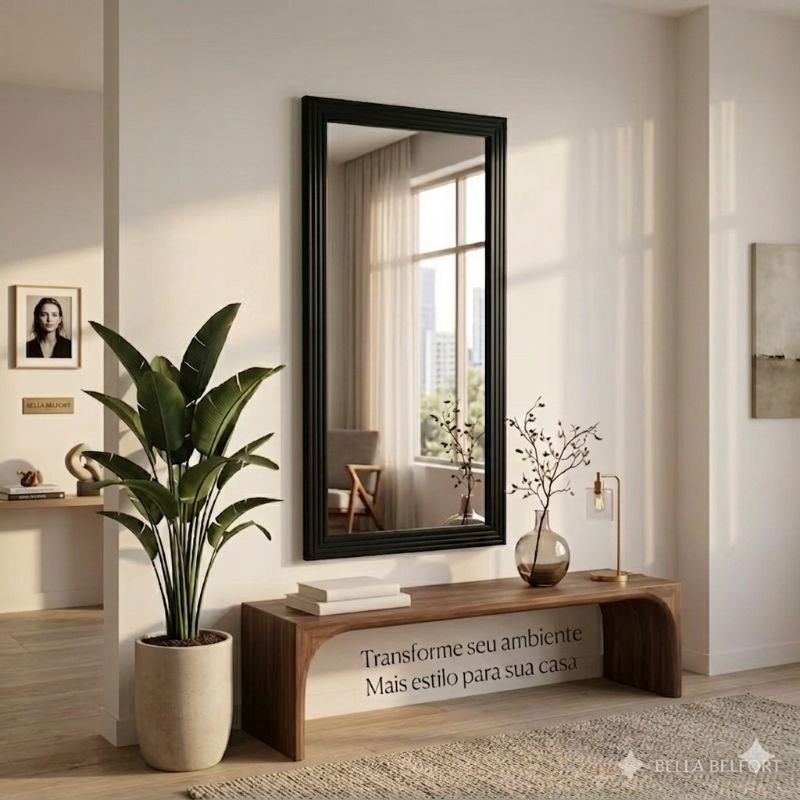 Espelho Corpo Inteiro 65X25 Decorativo Moderno Para Quarto Sala Banheiro Moldura MDF