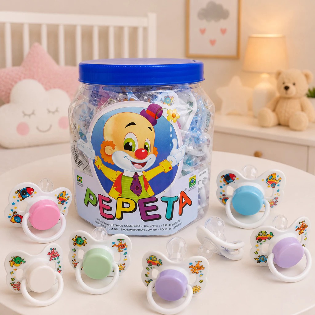 Kit Chupetas Bico ortodôntico Brancas desenhadas fase 2 + 6 meses