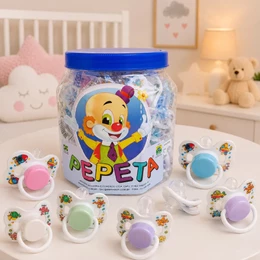 Kit Chupetas Bico ortodôntico Brancas desenhadas fase 2 + 6 meses