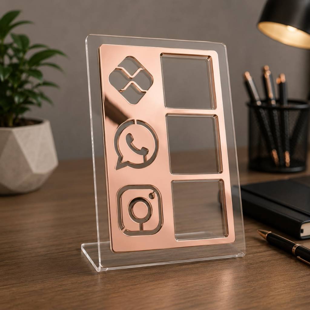 Placa Display 3 Em 1 Whatsapp Pix Instagram Pagamento via QR Code