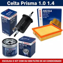 Kit Filtros Celta Prisma 1.0 1.4 Ar Oleo Combustivel Cabine Bosch