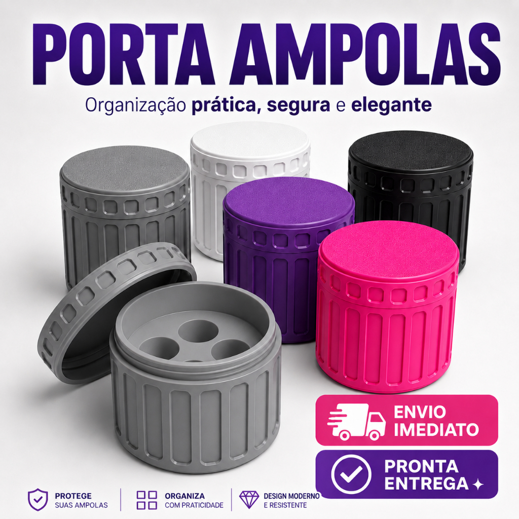 Porta Ampolas 3ml p/ 4 Unidades Estojo Organizador Rígido Seguro Tirze + Brinde Exclusivo