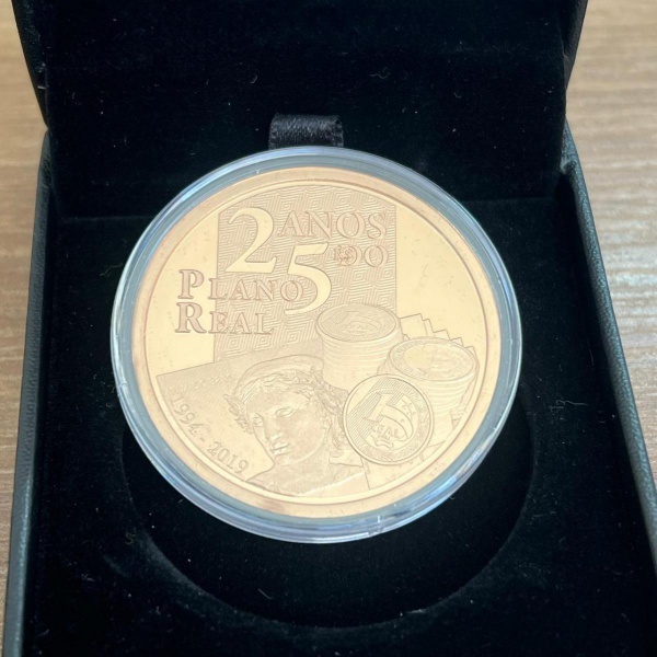 Brasil - Medalha Comemorativa De 25 Anos Do Plano Real, Bronze, PROOF - Baixa Tiragem, Acompanha Estojo e Certificado