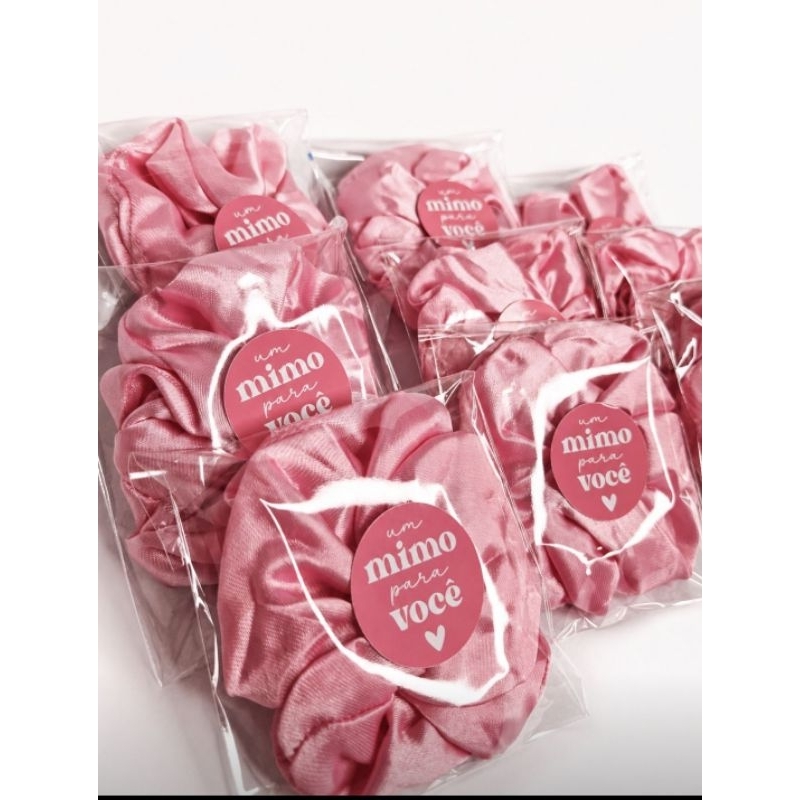 10 Scrunchie Xuxinha de Cetim Xuxa de Cabelo Rabicó Lacinho Mimo Brinde Personalizado