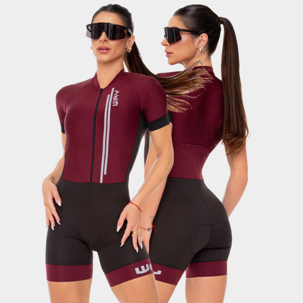 Macaquinho Macacão Ciclismo Feminino Bike Alta Densidade Forro Em Gel Manga Curta Roupa Pedalar Mtb