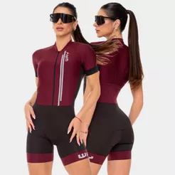 Macaquinho Macacão Ciclismo Feminino Bike Alta Densidade Forro Em Gel Manga Curta Roupa Pedalar Mtb