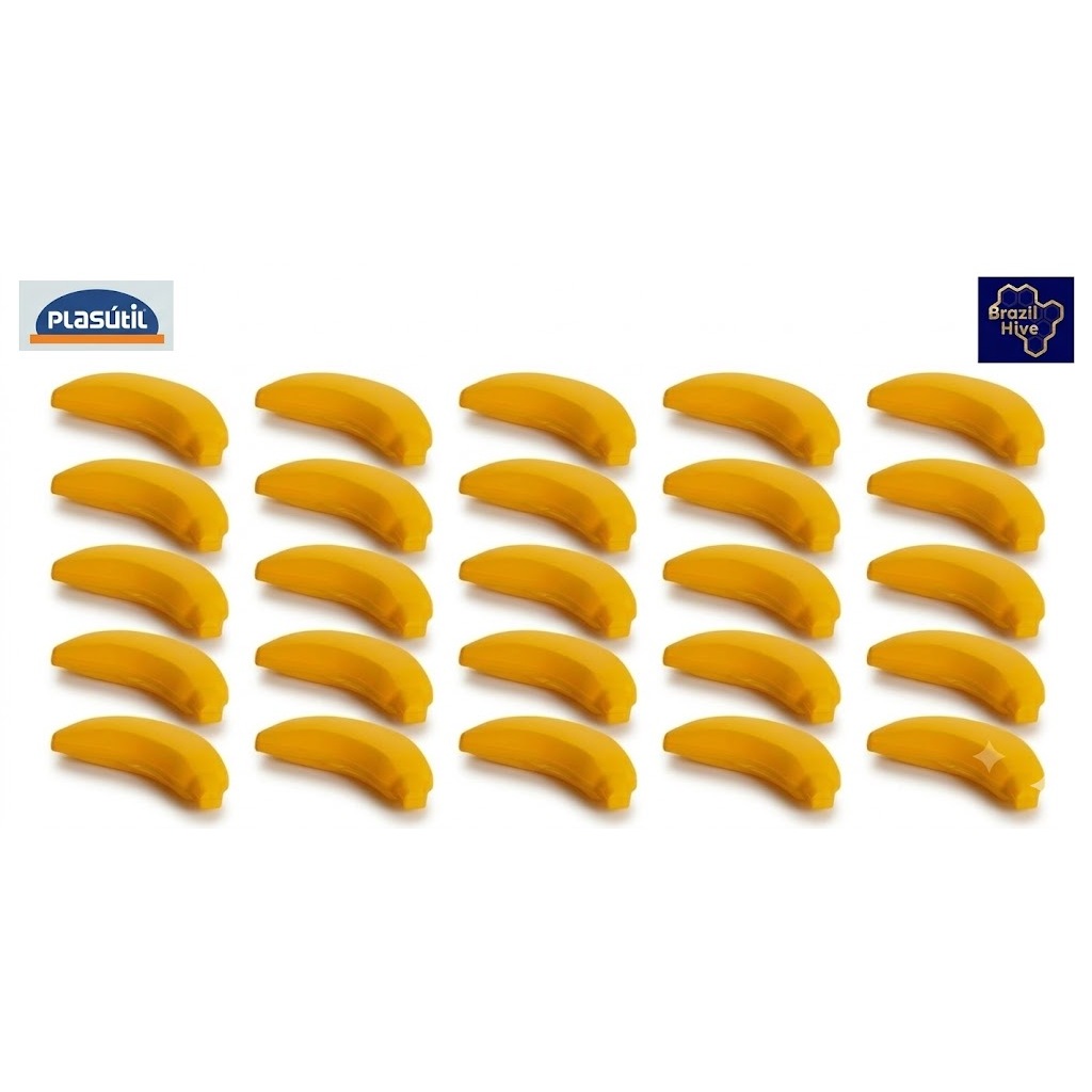 KIT COM 25 POTES PORTA BANANA PROTETOR PORTA MIX PLASÚTIL PARA MOCHILAS E LANCHEIRAS