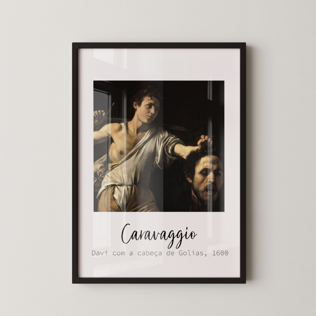 Quadro Decorativo Coleção Grandes Pintores Caravaggio - Davi com a Cabeça de Golias Com Moldura