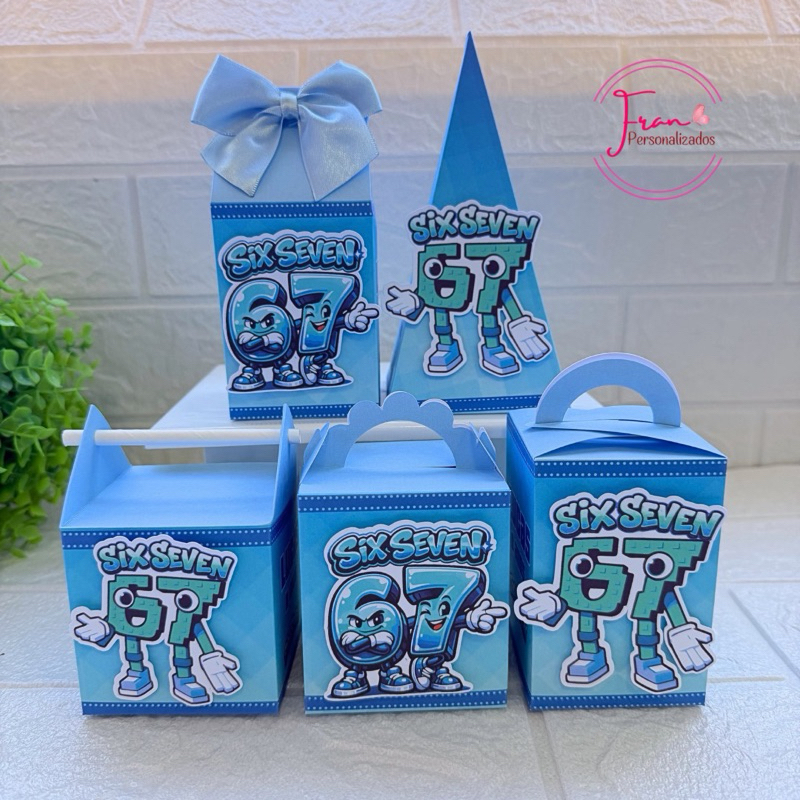 PEGUE E MONTE - Kit Caixa Personalizada Six Seven - Lembrancinhas aniversário - Mêsversário