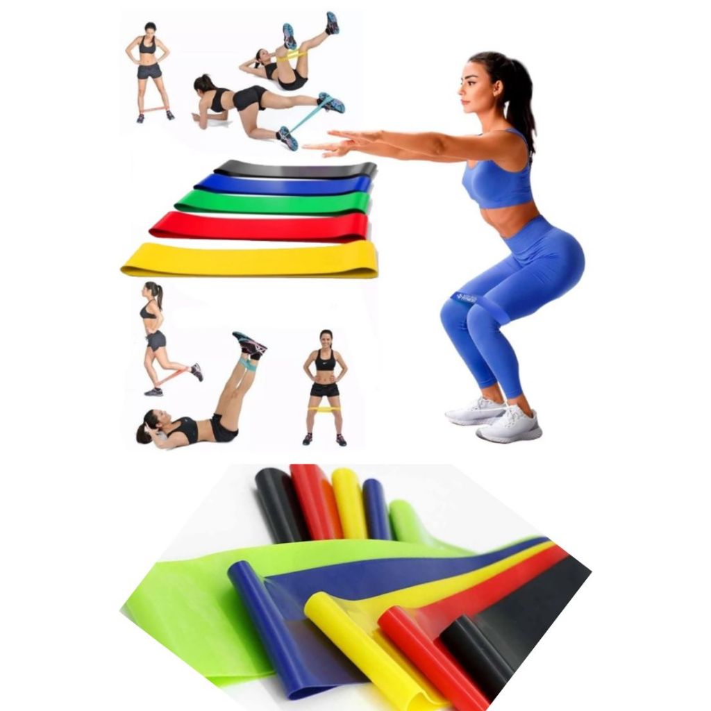 Kit 5 Mini Band Elástico - 5 Níveis de Resistência - Para Treino Funcional, Exercícios em Casa, Pilates e Fisioterapia