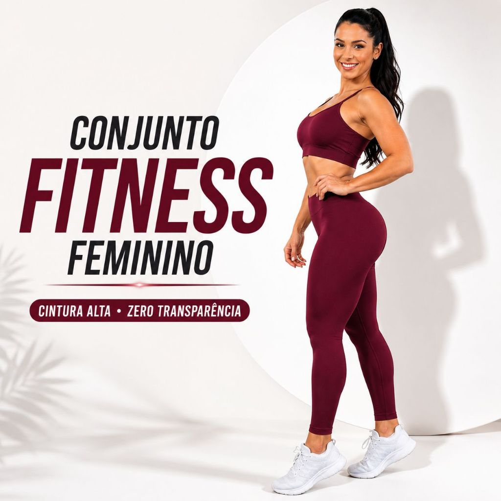 Conjunto Calça Legging e Cropped - Conjunto Fitness Academia feminino (Sem Transparência)