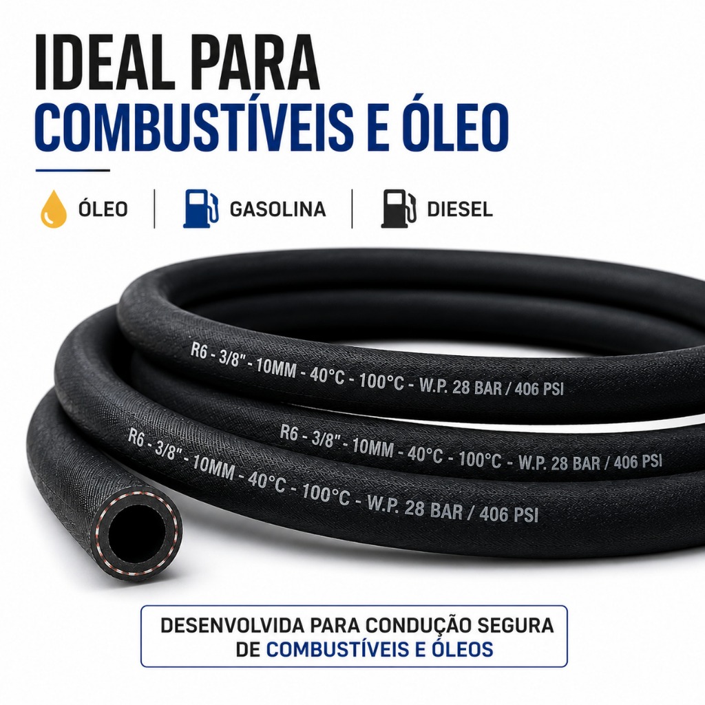 1 à 5 Metros Mangueira R6 3/8 10mm Combustivel Alta Temperatura Óleo Diesel Gasolina Reforçada Carro — imagem 2 de 2