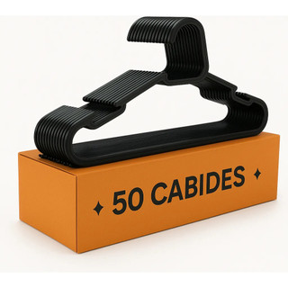 Cabide Adulto Preto Reforçado Resistente Kit 50 Unidades Para Roupas Guarda-Roupa Organiz…