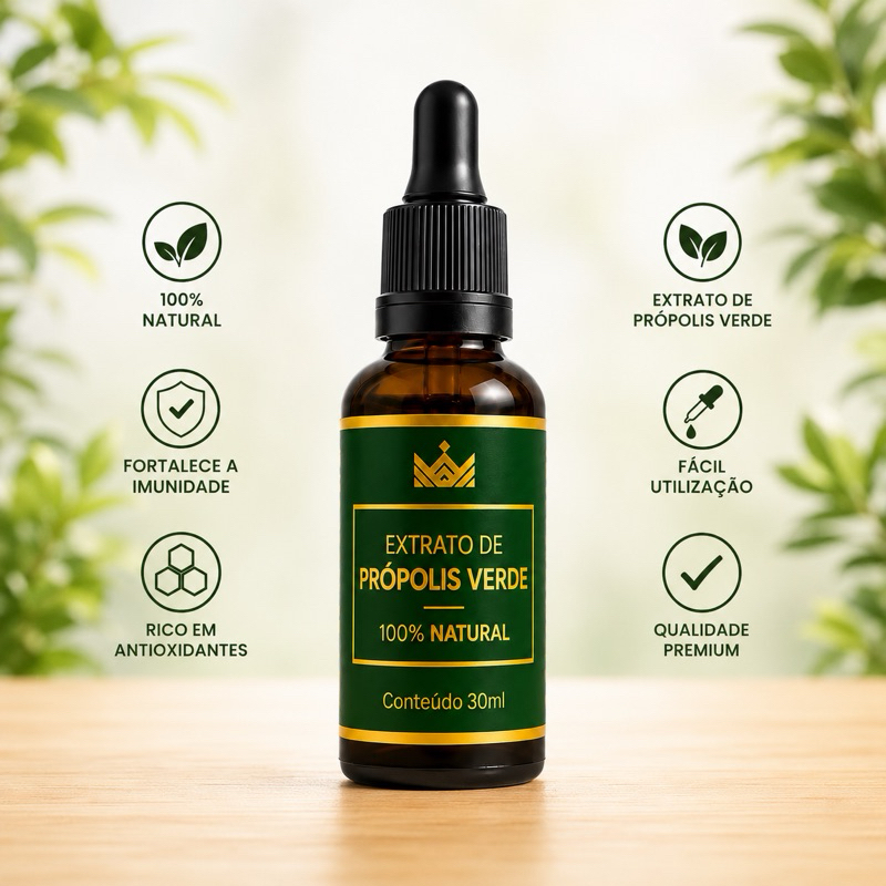 Extrato de Própolis Verde 30ml Conta-Gotas 100% Natural Uso Diário
