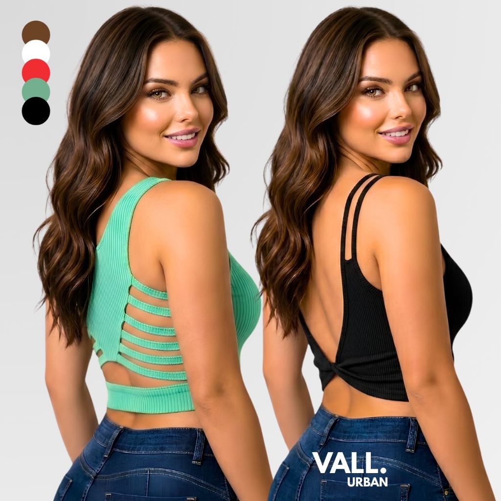 Cropped Canelado Feminino com Bojo Detalhe nas Costas Alças Largas e Tecido Canelado Premium Oferta