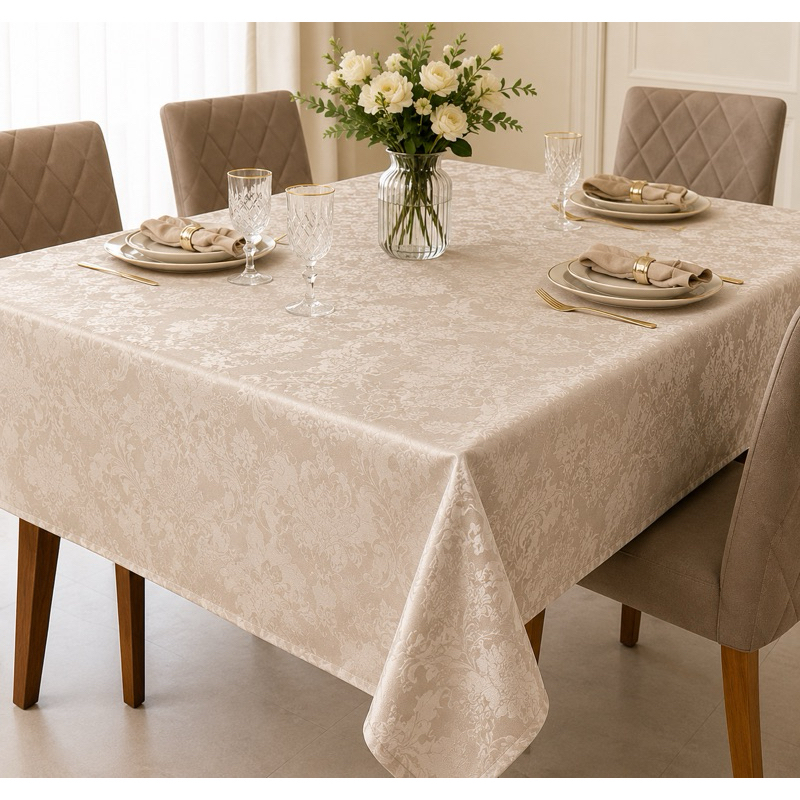 Toalha de Mesa Jacquard Retangular Luxo Premium Elegante Decoração Sala Jantar Cozinha Mesa Posta Moderna Fácil Limpeza