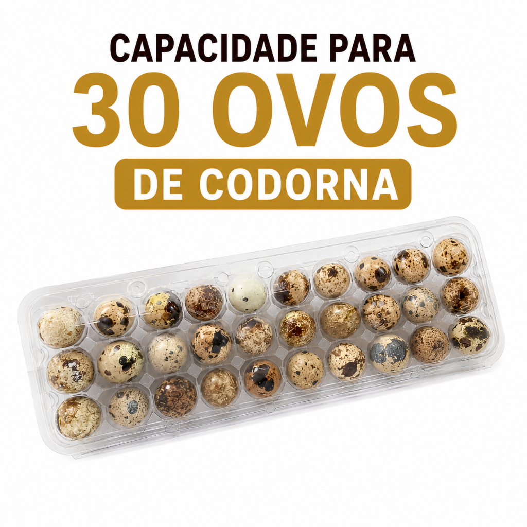 25 Unidades Cartela Para 30 Ovos de Codorna Embalagem Plástica Transparente Alta Resistência