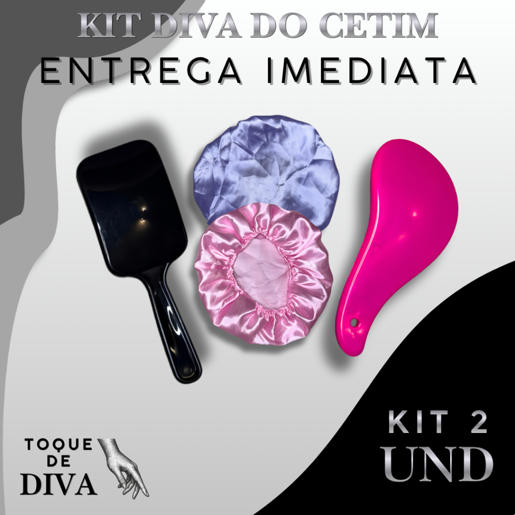 Kit 2 | Escova Mágica, Escova Raquete e Touca de Cetim: Desembaraço e Antifrizz | Toque de Diva