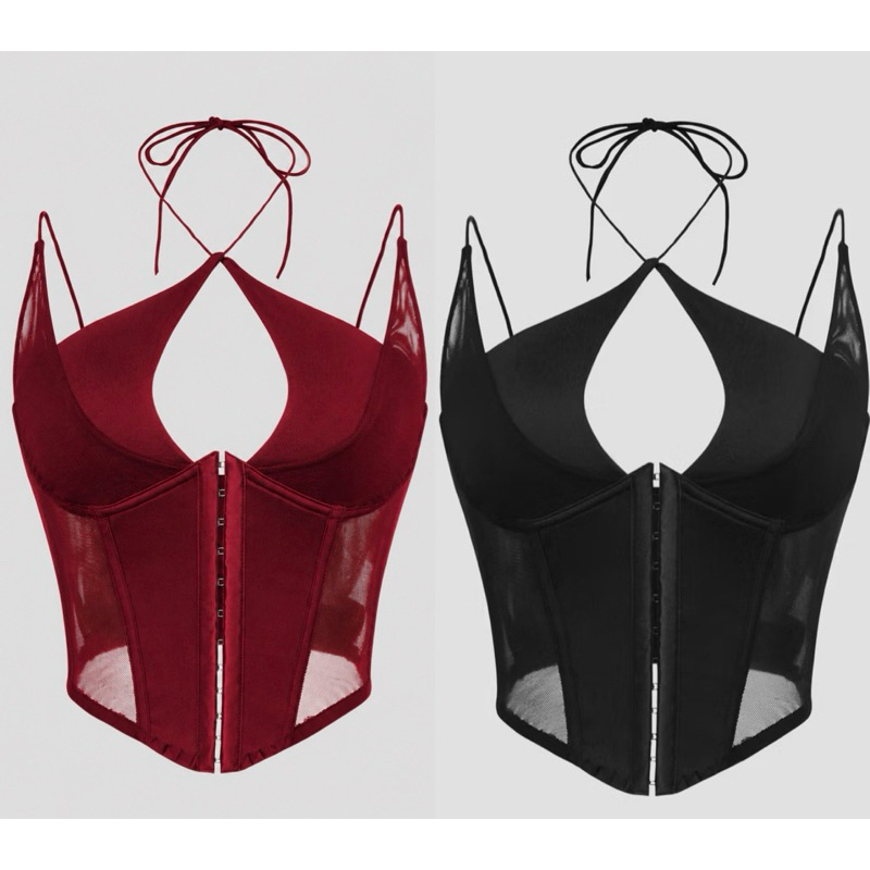 Top Estilo Corset em Colchetes Gótico Moda Alternativa Gringa Blogueira Rock Egirl