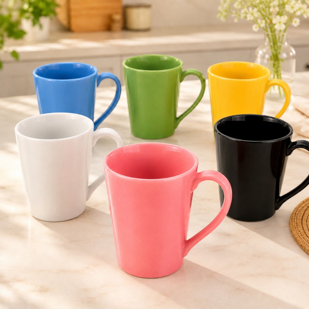 Kit 6 Canecas Tulipa Porcelana 250ml Coloridas Café Chá Xícaras Conjunto Mesa Cozinha