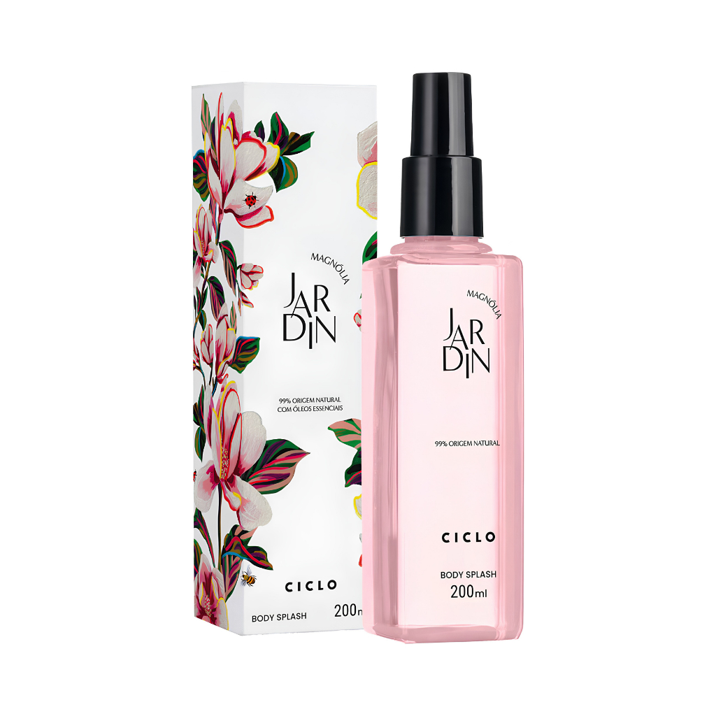 Body Splash Jardin Magnólia Ciclo 200ml com Groselha Preta, Jasmim e Baunilha