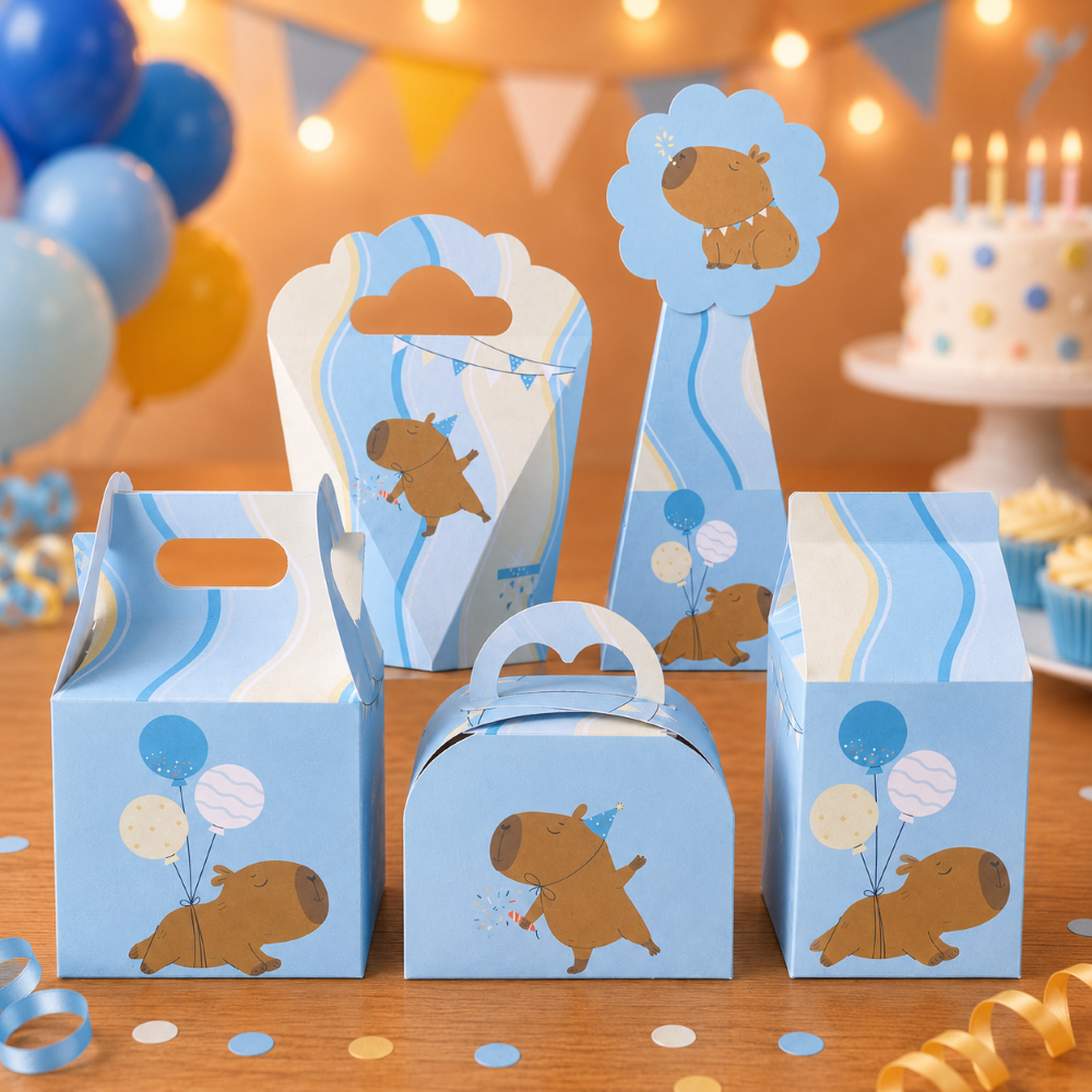 Caixinhas CAPIVARA AZUL - Caixinhas para decoração e lembrancinha de aniversário - Pegue e Monte