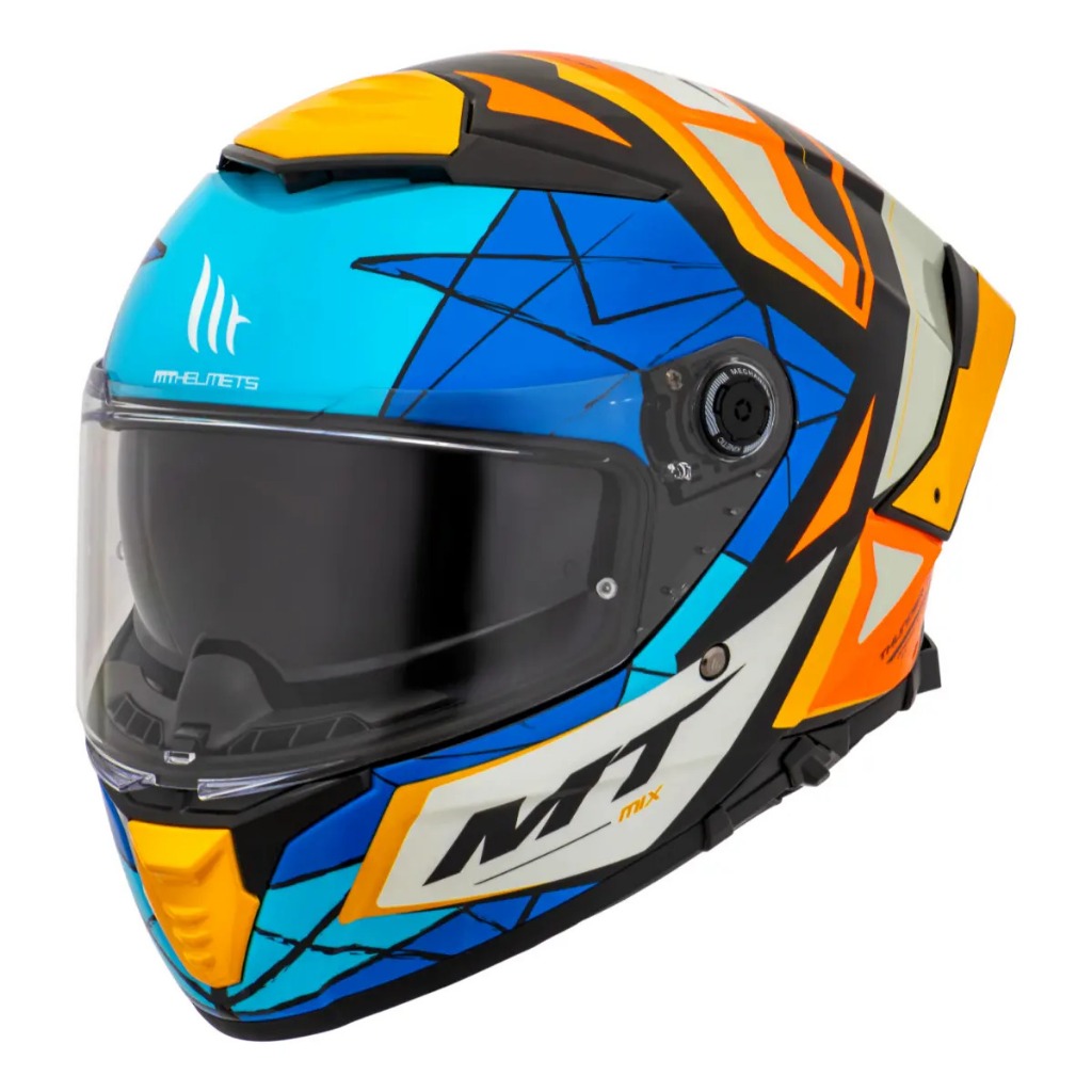Capacete Integral MT Helmets Thunder 4 SV Mix C4 Laranja Fluorescente Azul Brilhante               .