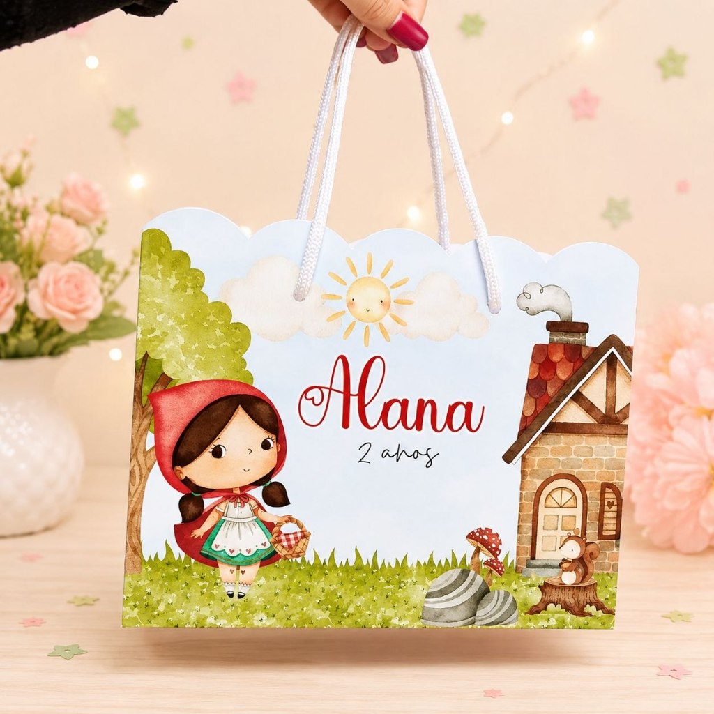 Sacolinha Personalizada Festa Infantil 20x15cm Nuvem Pegue e Monte Lembrancinha CHAPEUZINHO VERMELHO