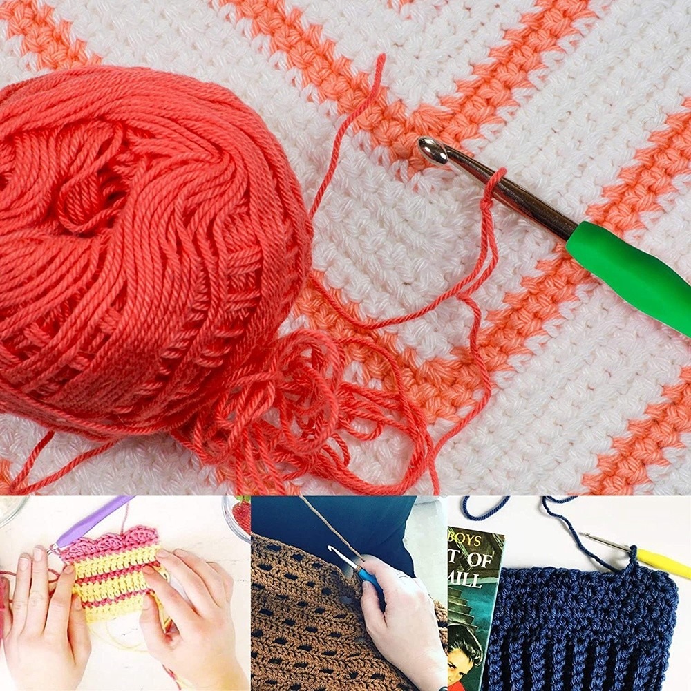 Kit 8 Peças Agulhas Crochê Barbante Profissional Cabo Soft Ergonômico