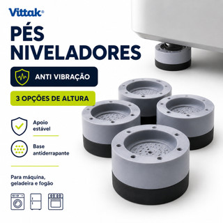 Kit Pé Nivelador Antivibração Para Lava e Seca Geladeira Secadora Fogão Máquina Lavar Fro…