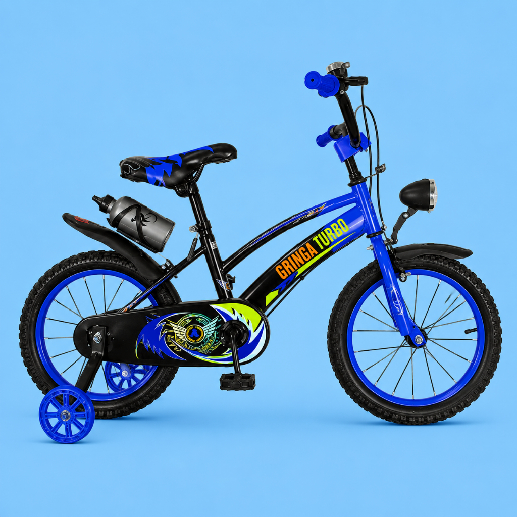 Bicicleta Infantil Aro 20 Old School Azul 6 a 10 Anos LED + Pneu Grosso + Farol + Rodinhas + Freio V-Brake Completa